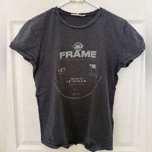 Frame Denim Black Crew Neck Tee, SMALL